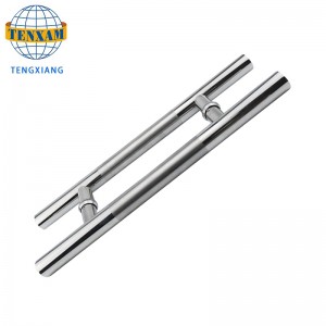 Přizpůsobitelná moderní kruhová trubka h typnerezové oceli posuvné pull dveře koupelna příslušenství sprchové dveře skleněná rukojeť